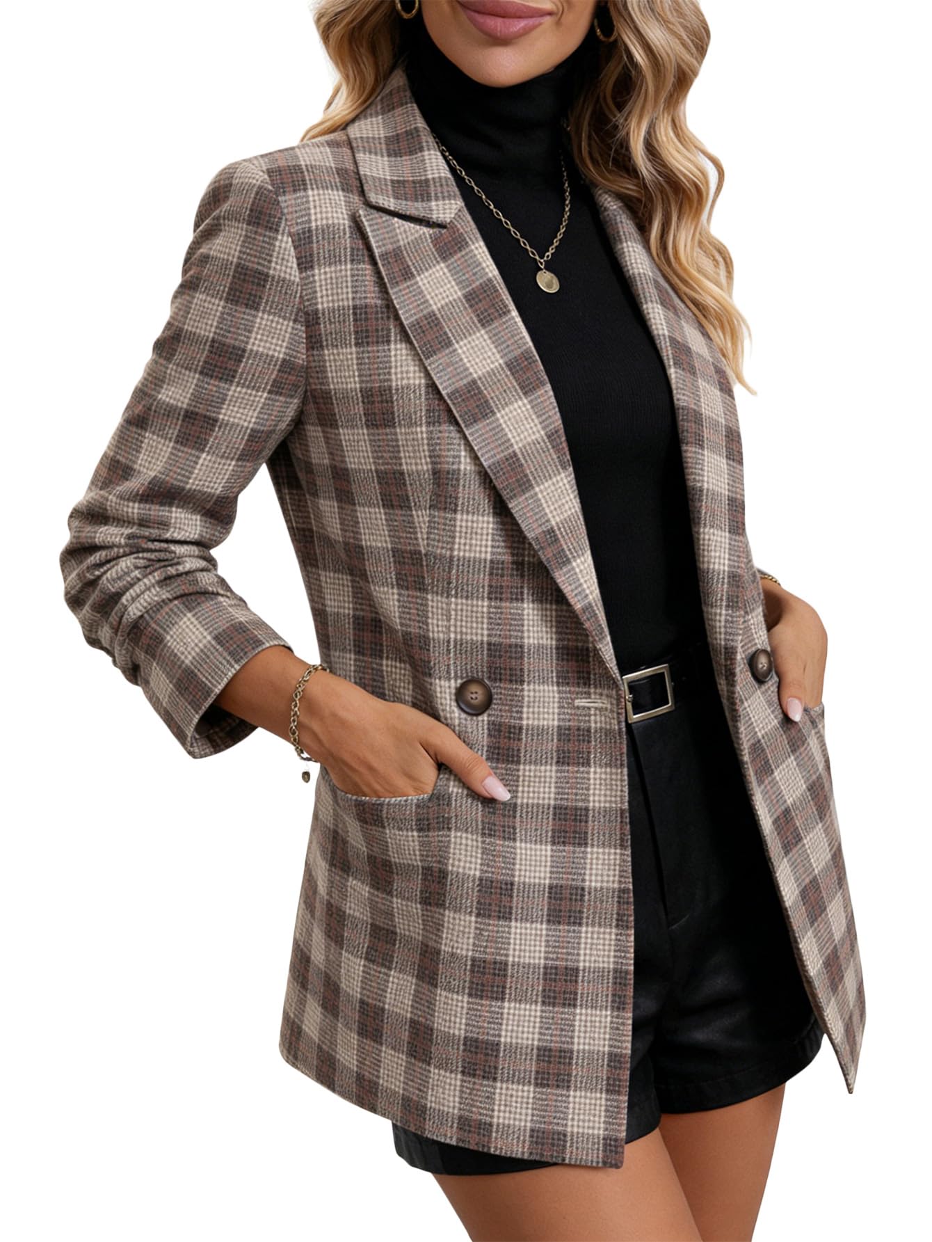 2026 Women's Fall Plaid Blazer Jacket