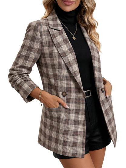 2026 Women's Fall Plaid Blazer Jacket