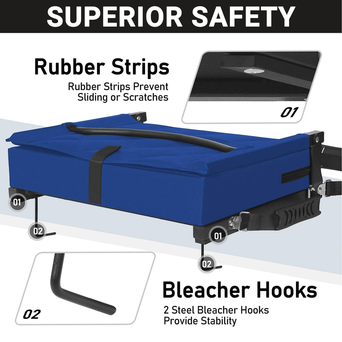 Sheenive Stadium Seats with Back Support, Padded Bleacher Seat Cushion