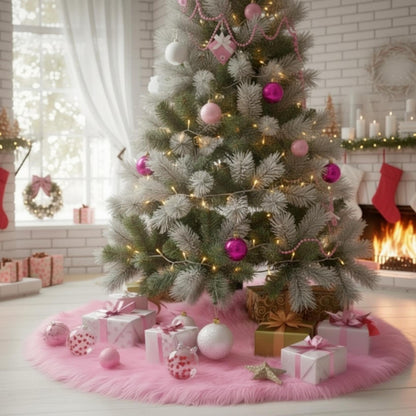 CHICHIC 60 inch Christmas Tree Skirt Faux Fur Xmas Tree Skirt Christmas Decorations Holiday Tree Ornaments Tree Decoration for Christmas Home Decorations, Xmas Party Holiday Decorations, Snow White