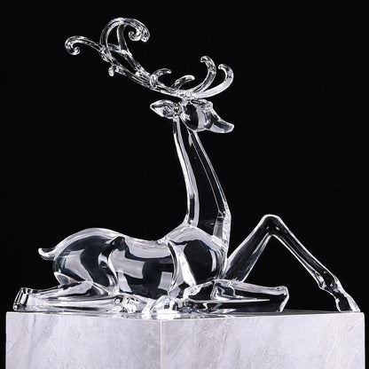 18" Tall Acrylic Christmas Reindeer Figurine - Elegant Clear Large Reindeer Ornaments for Christmas Indoor Decor, Holiday Centerpiece, Living Room, Fireplace, Table Display (Gold Standing Reindeer)