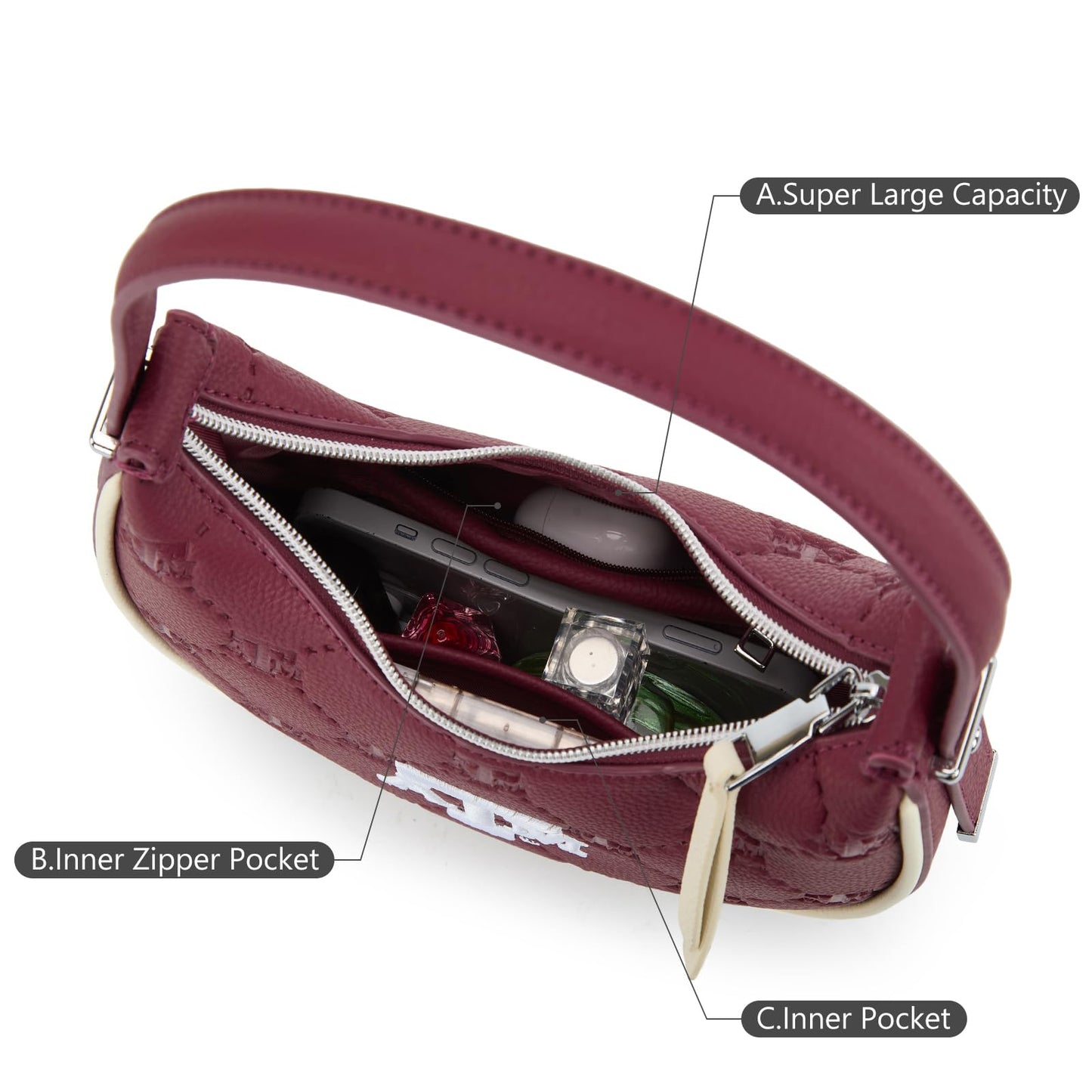 NCAA Crescent Shoulder Bag for Women, Half Moon Clutch Purses for Birthday/Graduation Gifts