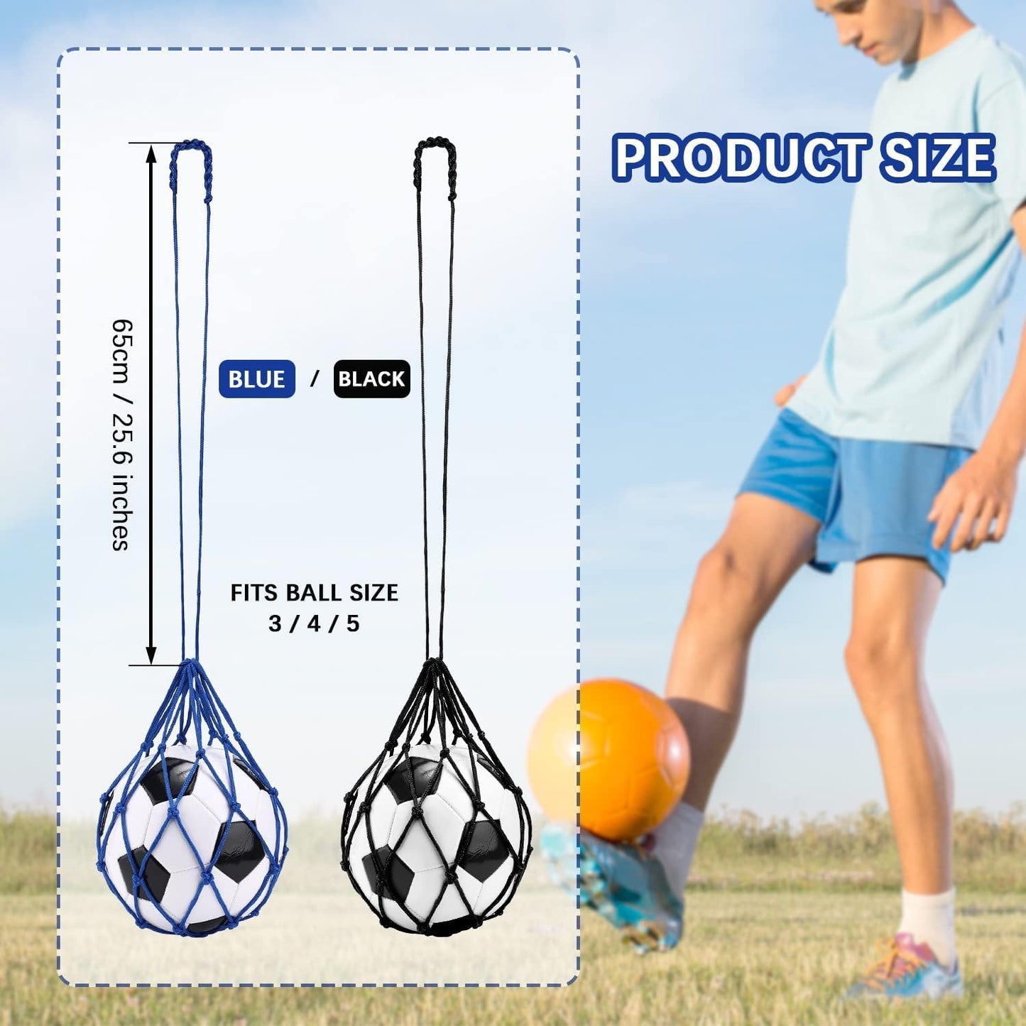 TOBWOLF Football Kick Trainer, Soccer Return Trainer Net Fits Ball Size 3, 4, 5, Hands-Free Soccer Kick Throw Training Aid
