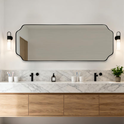 ANDY STAR Unique Rectangle Wall Mirror, 24"x32" Black Mirror, Modern Mirror with Aesthetic Scalloped Edge Design Ideal for Bathroom, Bedroom or Entryway, Thin Frame Deep 1’’