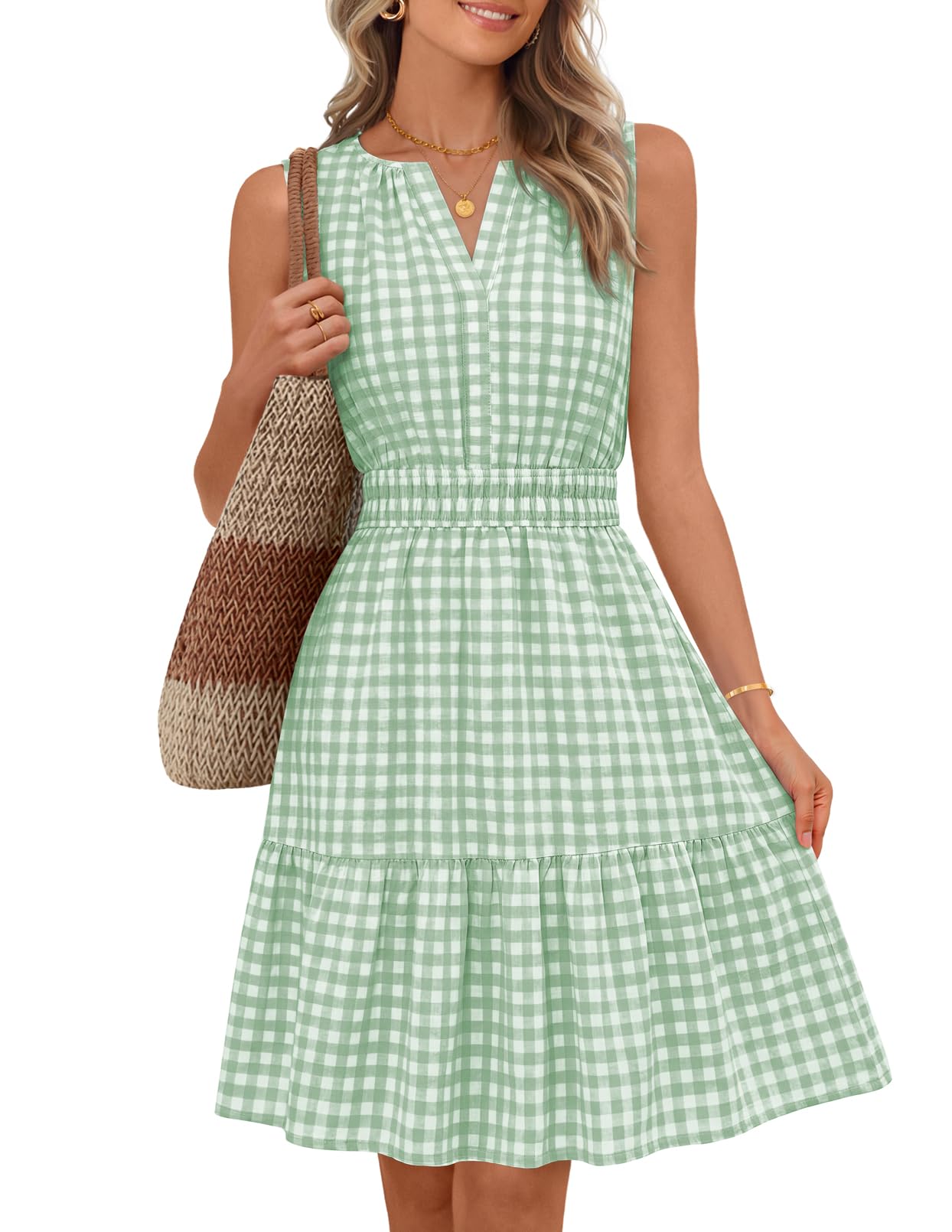 MEROKEETY Womens Summer Casual Beach Vacation Sleeveless Mini Sundress