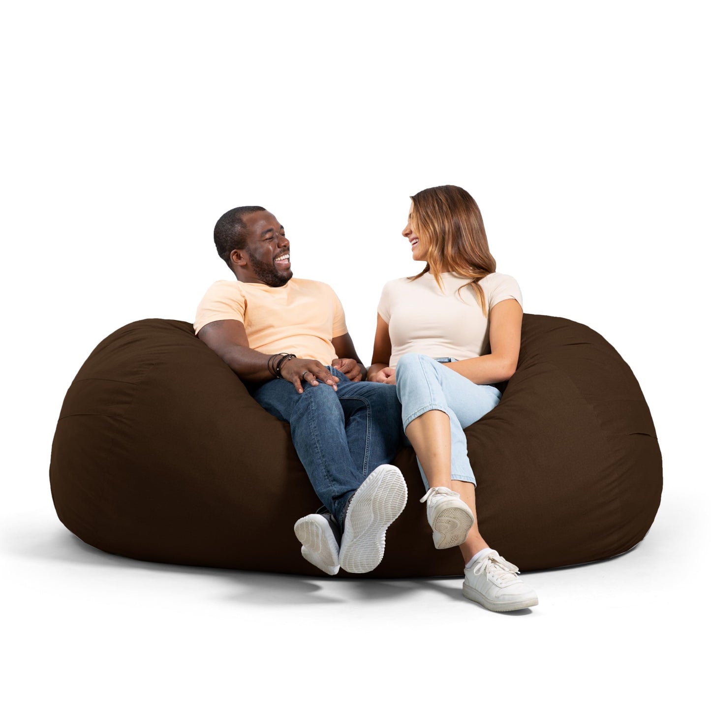 Big Joe Fuf 7Ft Giant Foam Bean Bag Chair, Oversized Couch with Removable Cover for Kids, Teens, Adults, Fog Lenox, Durable Woven Polyester, 7 Foot