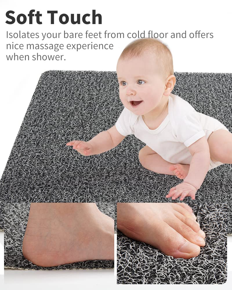 Non Slip Shower Mat, Comfortable Bath mat for Textured Surface,Quick Drying Easy Cleaning Shower Floor Mat for Wet Area,Without Suction Cups Pink 24 x 24