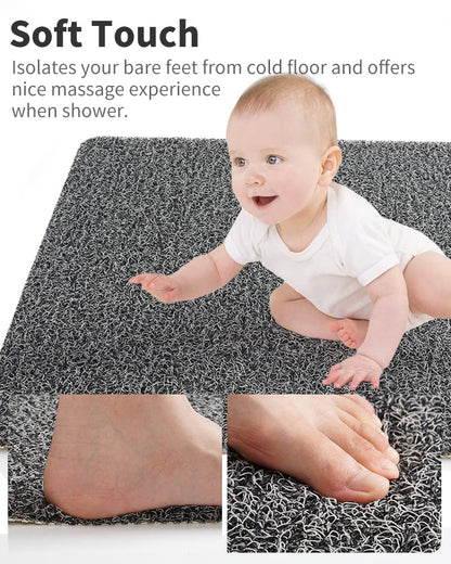 Non Slip Shower Mat, Comfortable Bath mat for Textured Surface,Quick Drying Easy Cleaning Shower Floor Mat for Wet Area,Without Suction Cups Pink 24 x 24