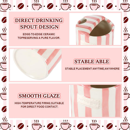 2 Pack Ceramic Mug with Sip Hole,