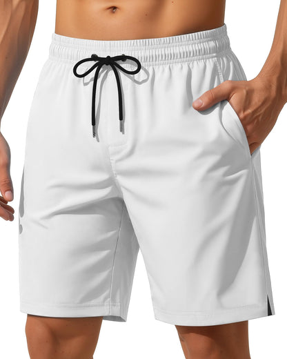 Yufawow 9 Inch Men Swim Trunks with Mesh Lining Quick Dry Breathable Pockets for Summer Beach Cruise Water Park Gym Running