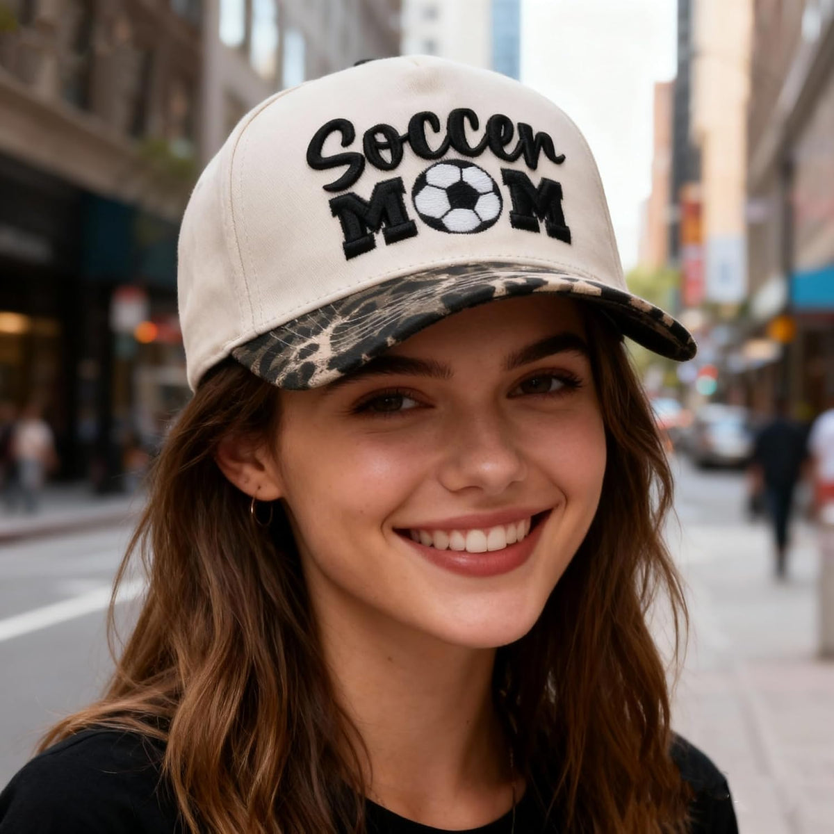 Soccer Mom Trucker hat - Embroidered Adjustable Vintage Sport Mama Baseball Caps Beige