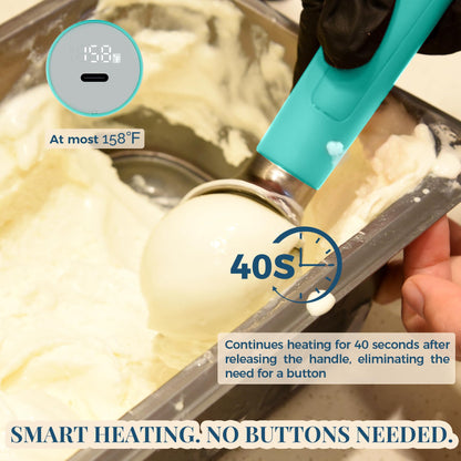 Heated Ice Cream Scoop Rechargeable, Electric Warming Ice Cream Scooper with LED Display, Heats to 158°F for Hard Ice Cream, Easy for Seniors & Kids, IP67 Waterproof (White, 2 oz)