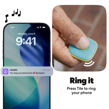 Life360 Tile - Bluetooth Tracker, Keys Finder and Item Locator for Keys, Bags and More. Phone Finder. Both iOS and Android Compatible. 1-Pack (Green Surf)