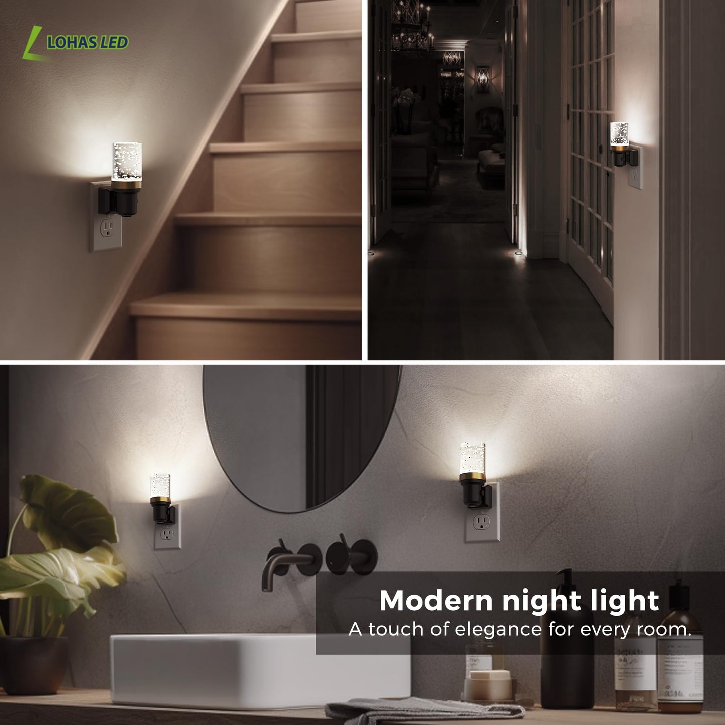 L LOHAS LED Night Light, Modern Night Lights Plug into Wall | 2 Pack