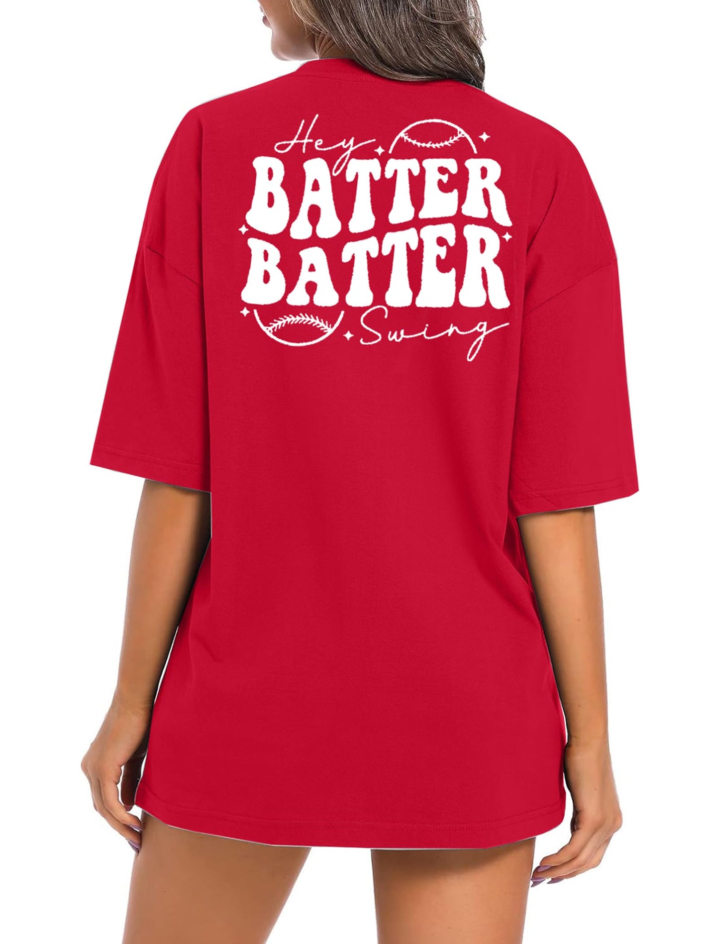 Baseball Shirts Women Oversized: Baseball Mom Tshirt Hey Batter Batter Swing Graphic Tee Ballparks Tops