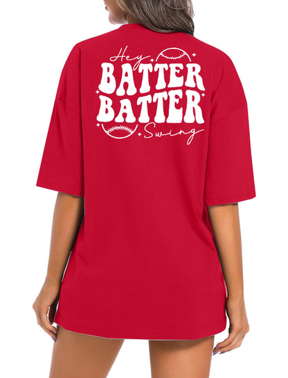 Baseball Shirts Women Oversized: Baseball Mom Tshirt Hey Batter Batter Swing Graphic Tee Ballparks Tops