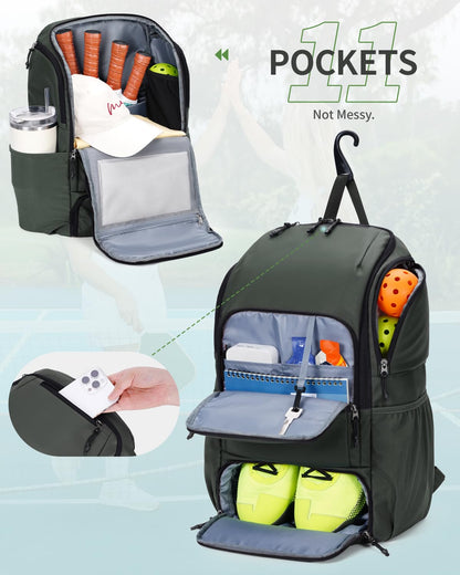 sportsnew Waterproof Pickleball Bag Men Women W/Shoe Compartment Fence Hook