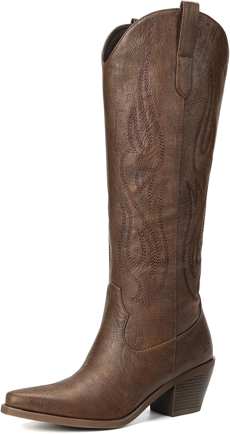 Western Knee High Wide Calf Cowgirl Boots