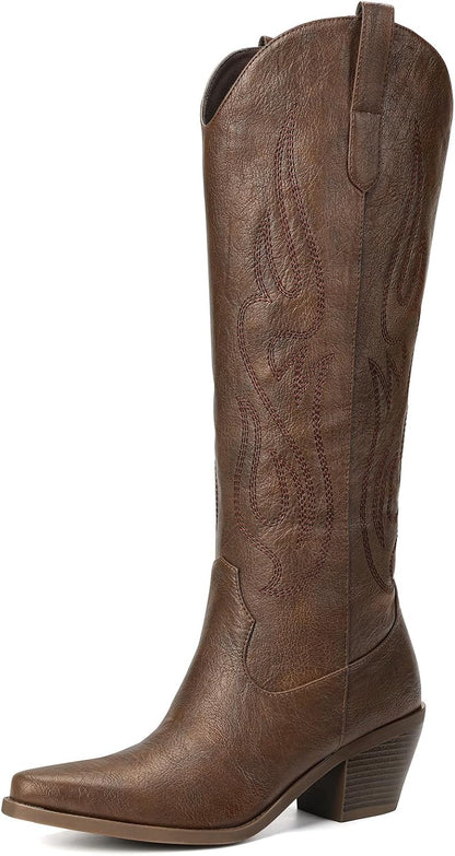 Western Knee High Wide Calf Cowgirl Boots