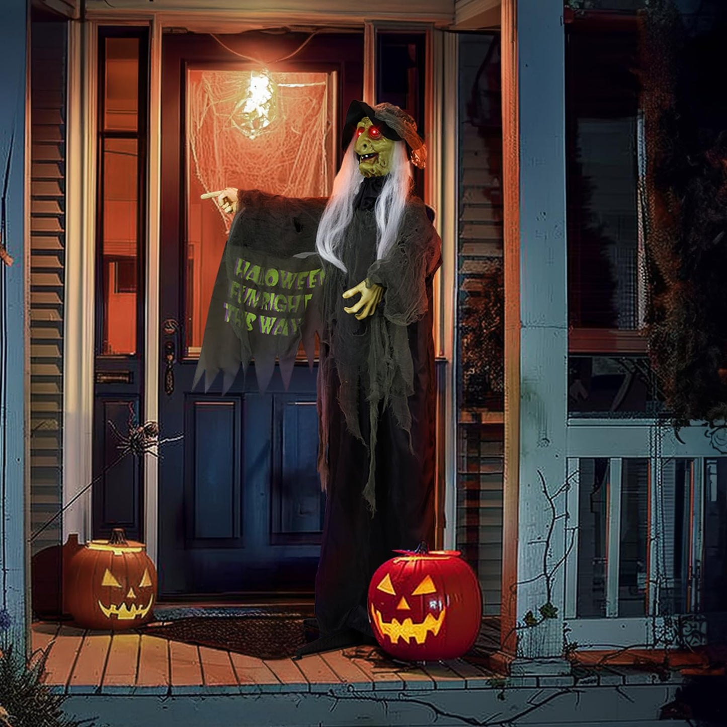 AW 9Ft Animatronics Flying Witch Hovering Broom Animated AC 100V-240V Halloween Outdoor Decoration Motion Activated 2026