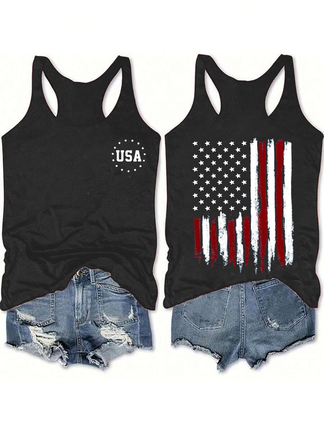 Women's 4th of July Outfits USA Shirt Memorial Day Red White and Blue Patriotic Shirts American Flag Graphic Tops