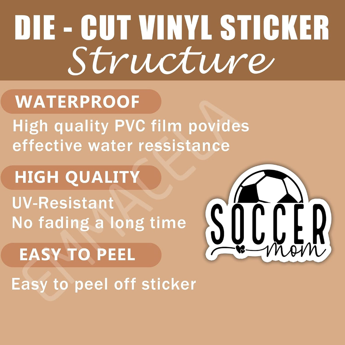 (3PCS) Soccer Mom Sticker - Waterproof Vinyl Decal for Books, Laptops, Tumblers, Water Bottles, Scrapbooks - Sport Stickers Gift for Mom, Mama - 3 x 2.3 Inch.