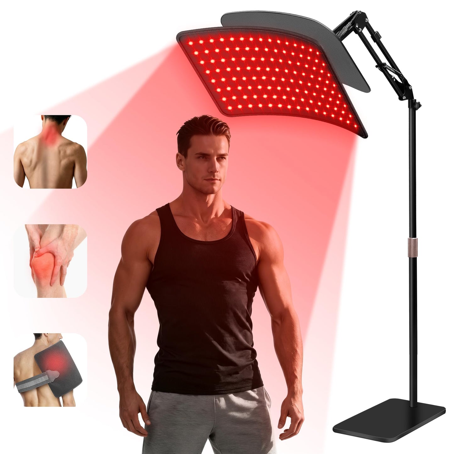 INTEO Red Light Therapy for Body and Face, 2-in-1 Red Light Therapy with Detachable, Infrared Light Therapy Lamp 660nm 850nm for Body at Home with Protective Glasses Elastic Strap, 46.5in Height