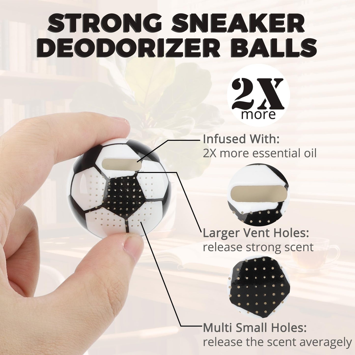 Knixmax Shoe Deodorizer Balls Odor Eliminator for Sneakers 6 Pack Baseball