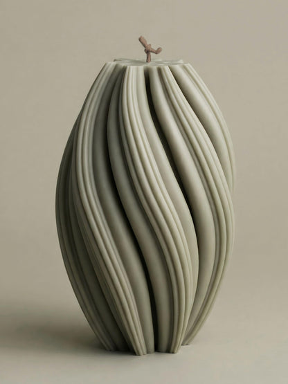 LAWA Swirl Candle - Beautiful Handmade Pillar Soy Wax Twirl Elegant Bubble Aesthetic Candle Housewarming Gift Home Room Shelf Decor Idea Spiral White Large