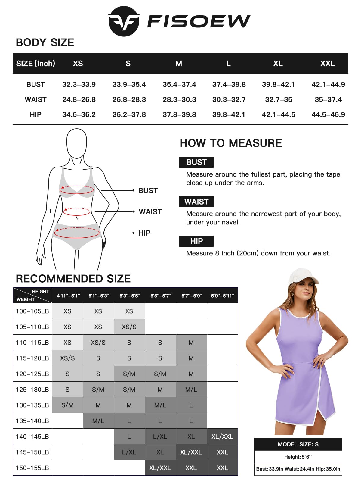 Fisoew Women's Workout Tennis Dress with Built-in Bra & Shorts Pockets