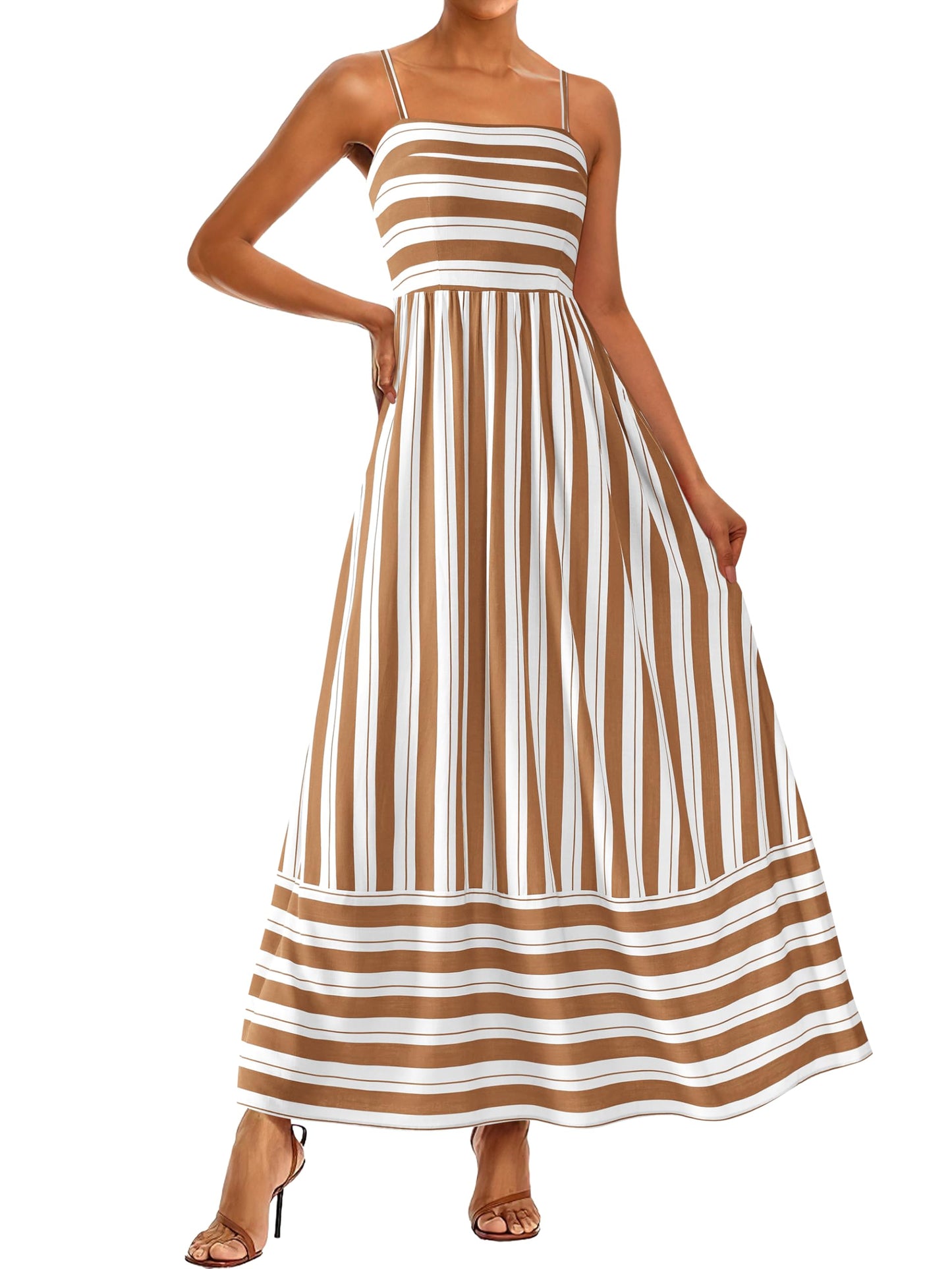 PRETTYGARDEN Women’s Boho Floral Striped Summer Maxi Dress