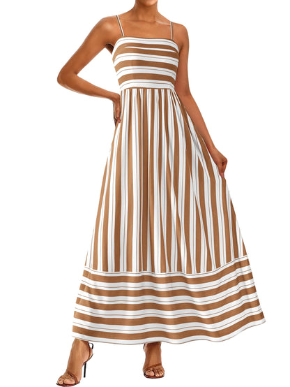 PRETTYGARDEN Women’s Boho Floral Striped Summer Maxi Dress