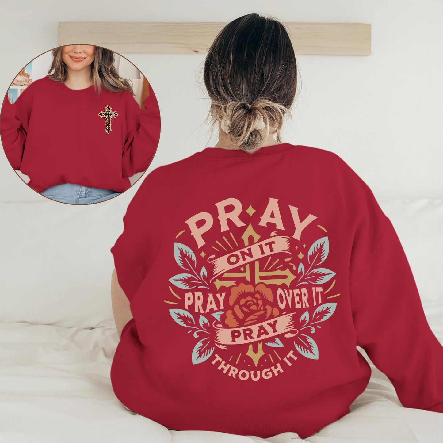 Pairxily Christian Crewneck Sweatshirts for Women Pray Bible Verse