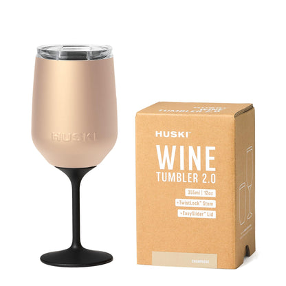 Huski Wine Tumbler 2.0 | NEW | Award-winning Design with Detachable Stem | Premium Stainless Steel Wine Glass with Lid | Triple Insulated Tumbler | 12oz Capacity | Great Gift (White)