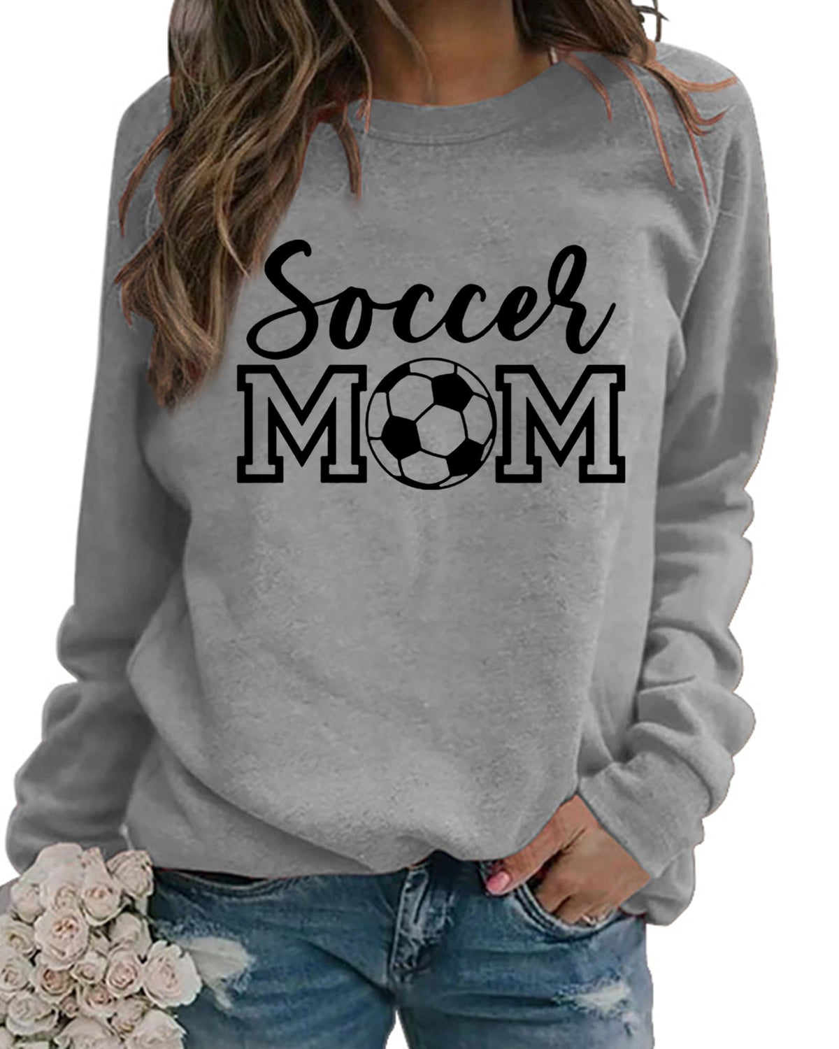 Womens Soccer Mom Sweatshirt Soccer Graphic Shirts Football Outfits