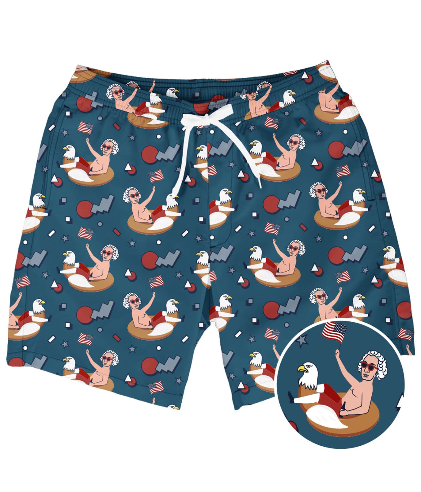 Tipsy Elves Men's USA Swimming Trunks 7'' Inseam 4 Way Stretch Fabric w/Mesh Liner Swim Trunks for Men Bathing Suit