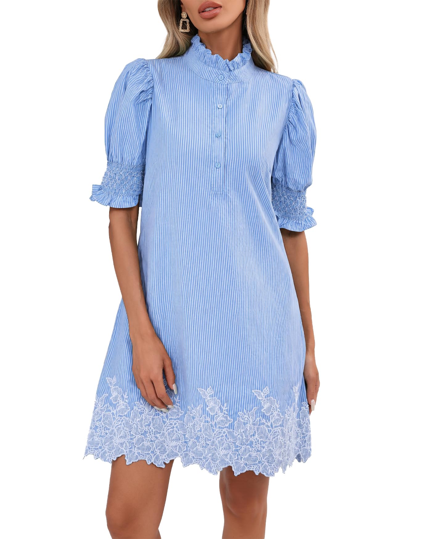 YEXPINE Women's Summer Embroidered Mini Dress
