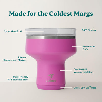 REDUCE Saltini 16oz Margarita Tumbler - Insulated Cocktail Glass - 4 Pack