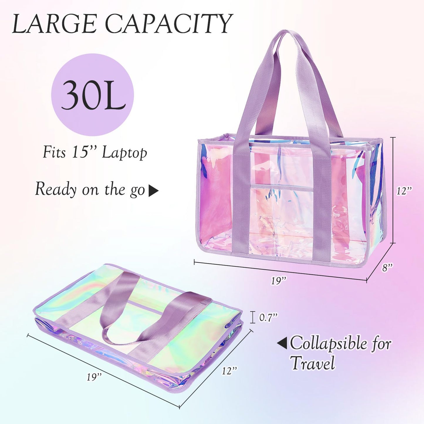Fammart Iridescent Clear Beach Bags (Waterproof)
