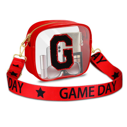 Game Day Clear Bag for Women Football Stadium Approved Clear Crossbody Purse Game Day Accessories Outfits