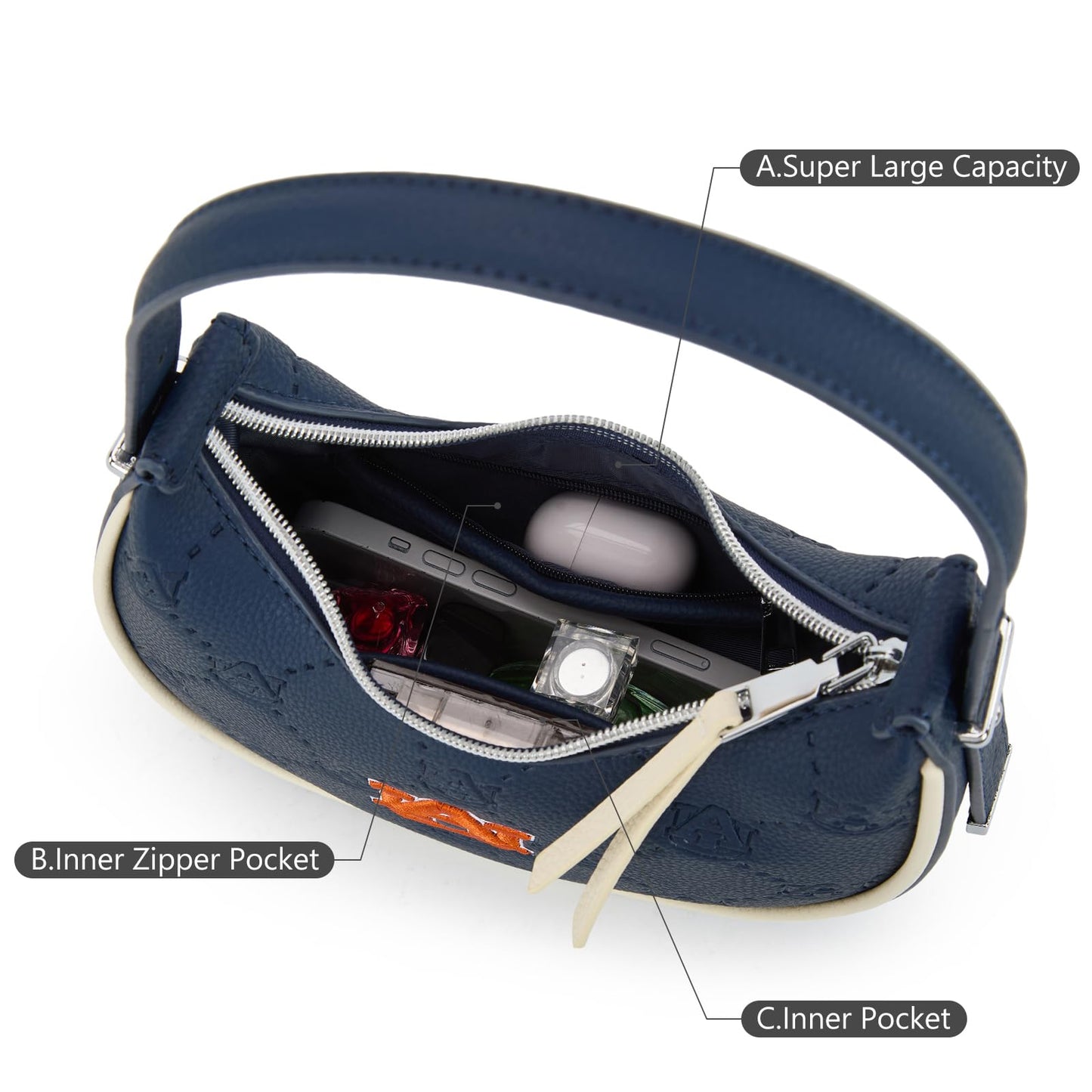 NCAA Crescent Shoulder Bag for Women, Half Moon Clutch Purses for Birthday/Graduation Gifts