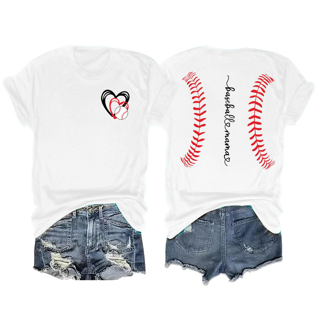 Baseball Mom Shirt for Women: Funny Baseball Tee Shirt Baseball Mama Short Sleeve Casual Tee Tops