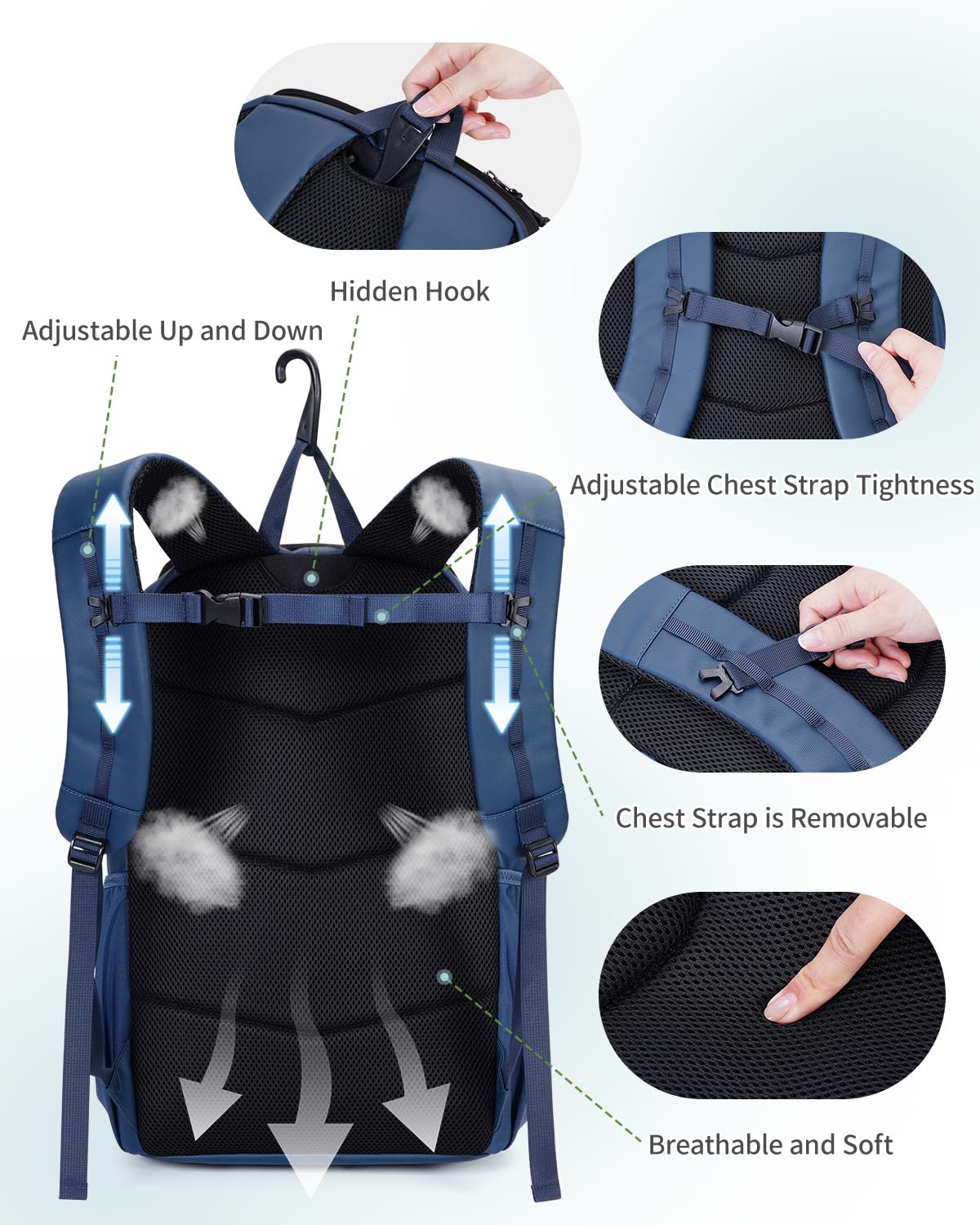 sportsnew Waterproof Pickleball Bag Men Women W/Shoe Compartment Fence Hook