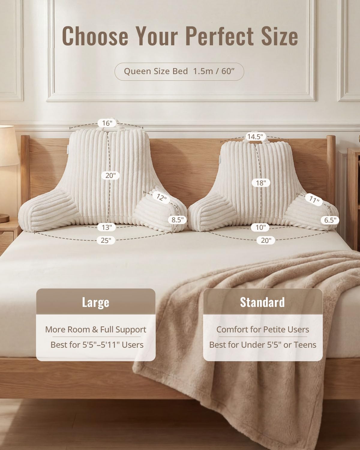 Blissful Diary Reading Pillow, Backrest Pillow with Shredded Memory Foam