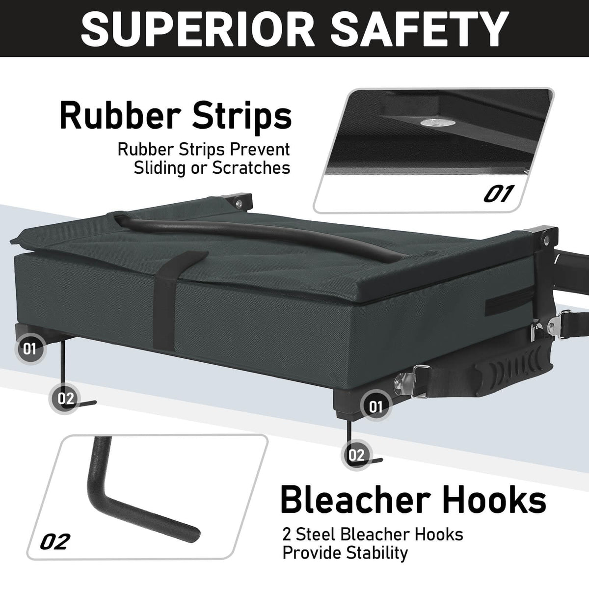 Sheenive Stadium Seats with Back Support, Padded Bleacher Seat Cushion