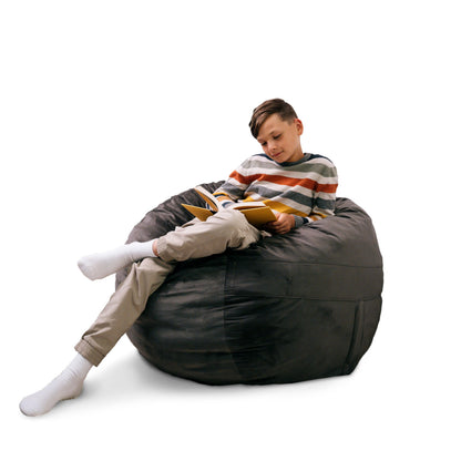 Big Joe Fuf 7Ft Giant Foam Bean Bag Chair, Oversized Couch with Removable Cover for Kids, Teens, Adults, Fog Lenox, Durable Woven Polyester, 7 Foot