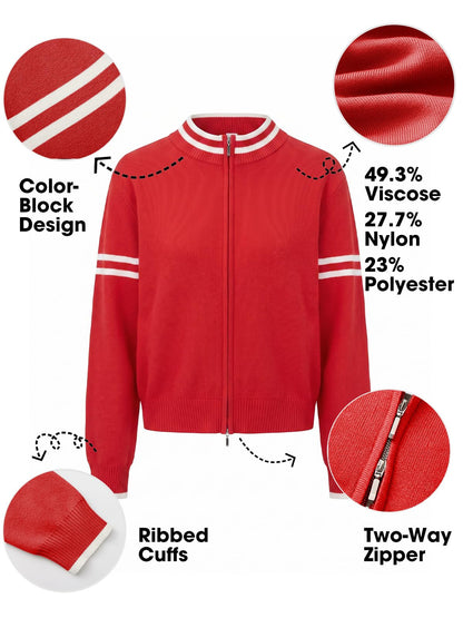 EXLURA Women Long Sleeve Zip Up