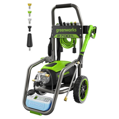 Greenworks 3000 PSI (2.0 GPM Max) Brushless Electric Pressure Washer (15°, 25°, 40°, Turbo and Soap Nozzle) for Use On Decks, Fences, Driveways, Sidewalks, Siding & More. Heavy-Duty