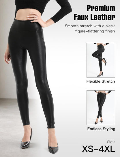 Retro Gong Faux Leather Leggings for Women