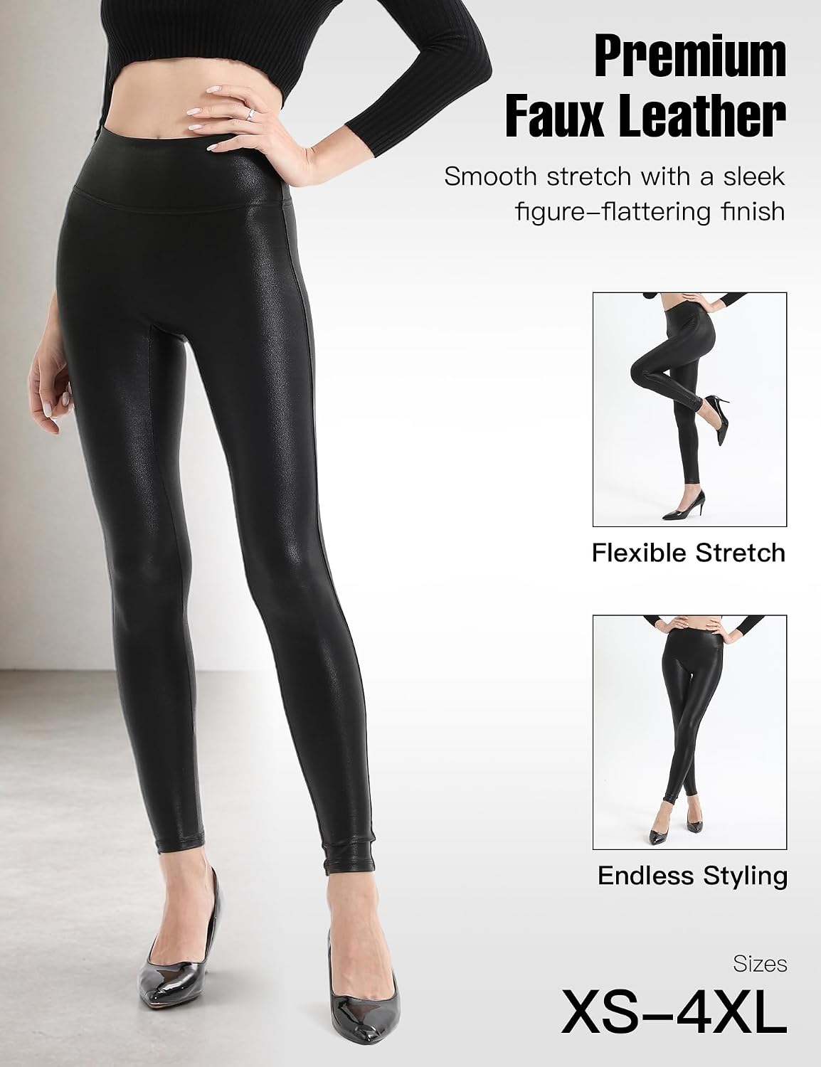 Retro Gong Faux Leather Leggings for Women